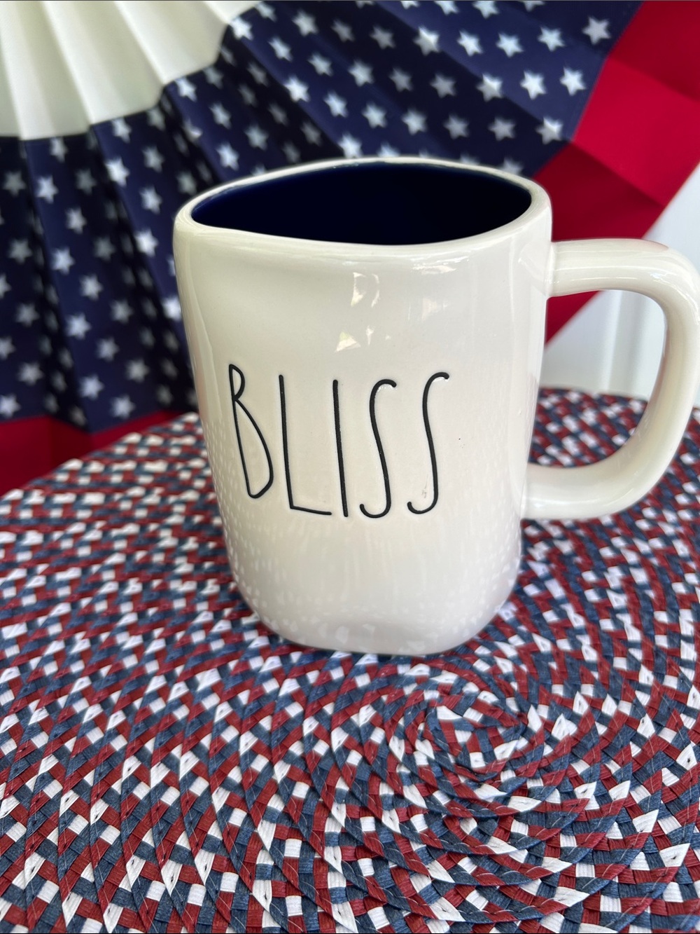 NWOT ~ Rae Dunn BLISS White Mug with Blue  Interior